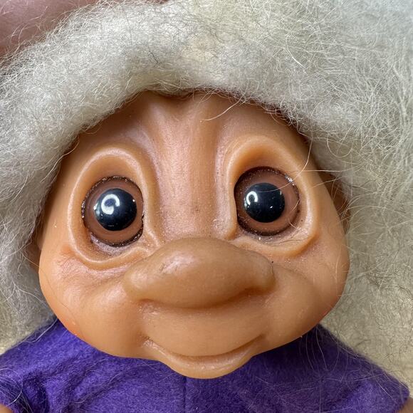 Vintage 1980 DAM Troll Doll Denmark 24-4 Marked Collectible White Hair Outfit 8" - Picture 8 of 9